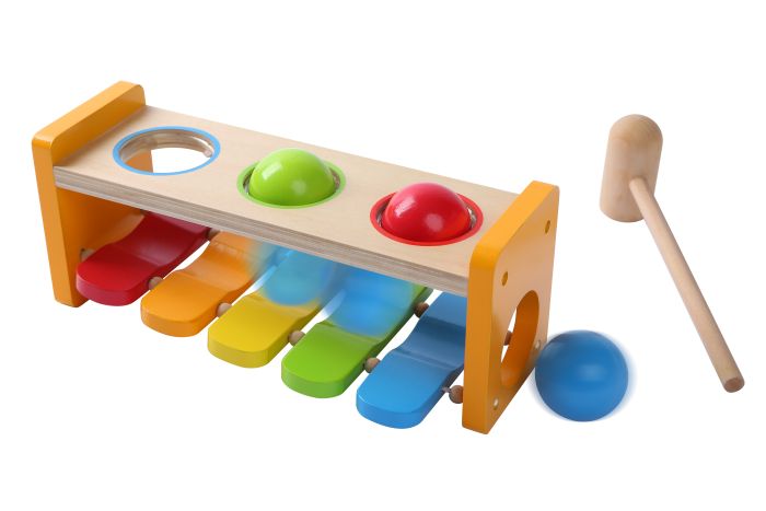 2 - in - 1 Wooden Musical Hammer Bench - Kindeco