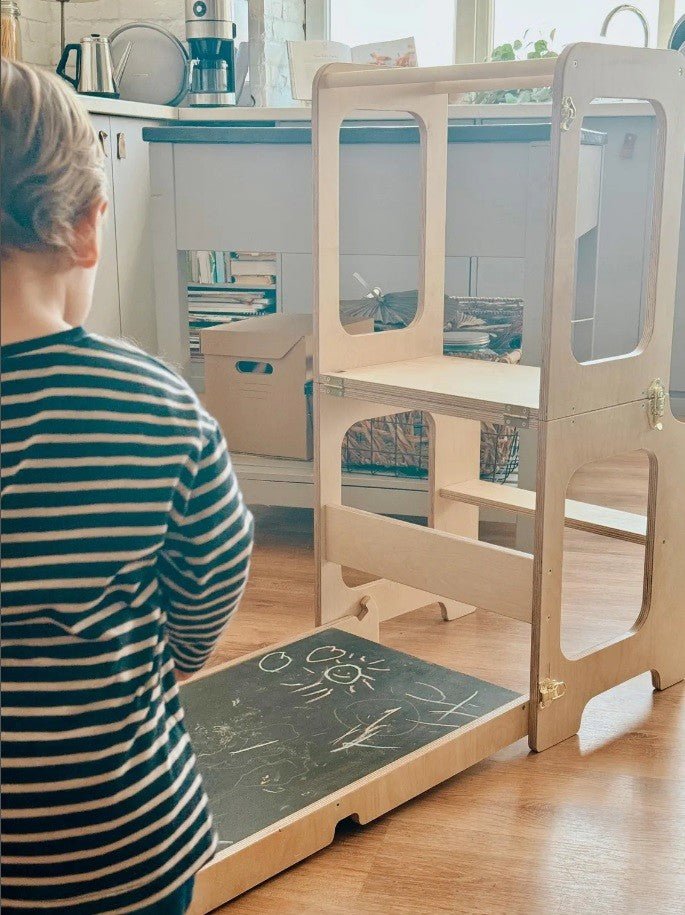 4 - in - 1 Creative Tower with Blackboard And Slide - Kindeco