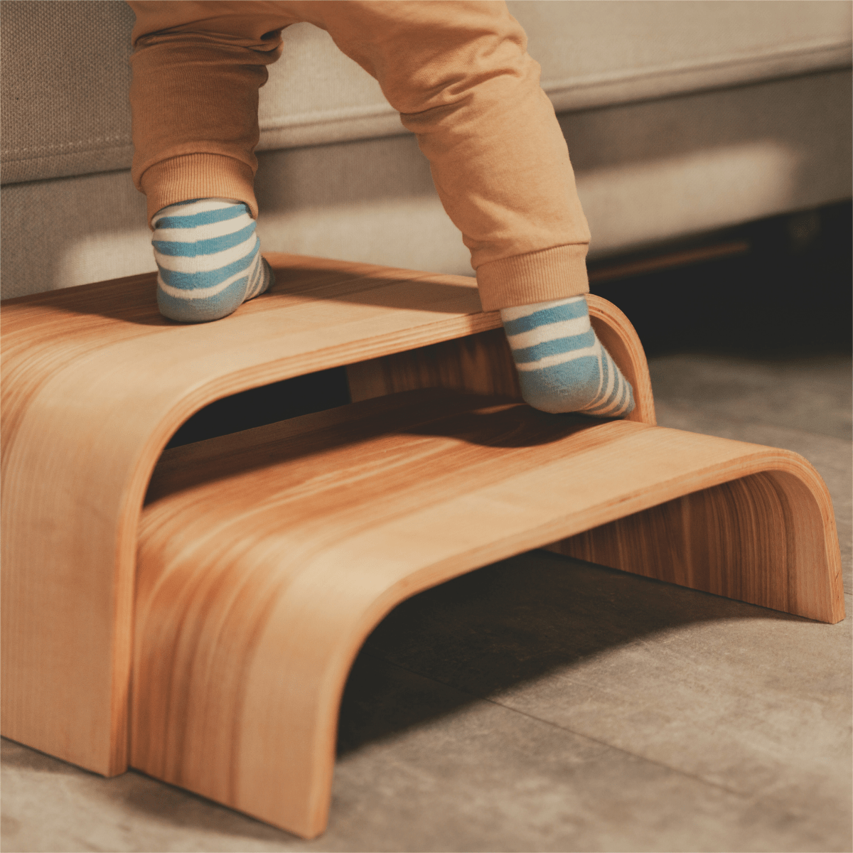 Adjustable Wooden Step Stools - Set of 2 - Kindeco