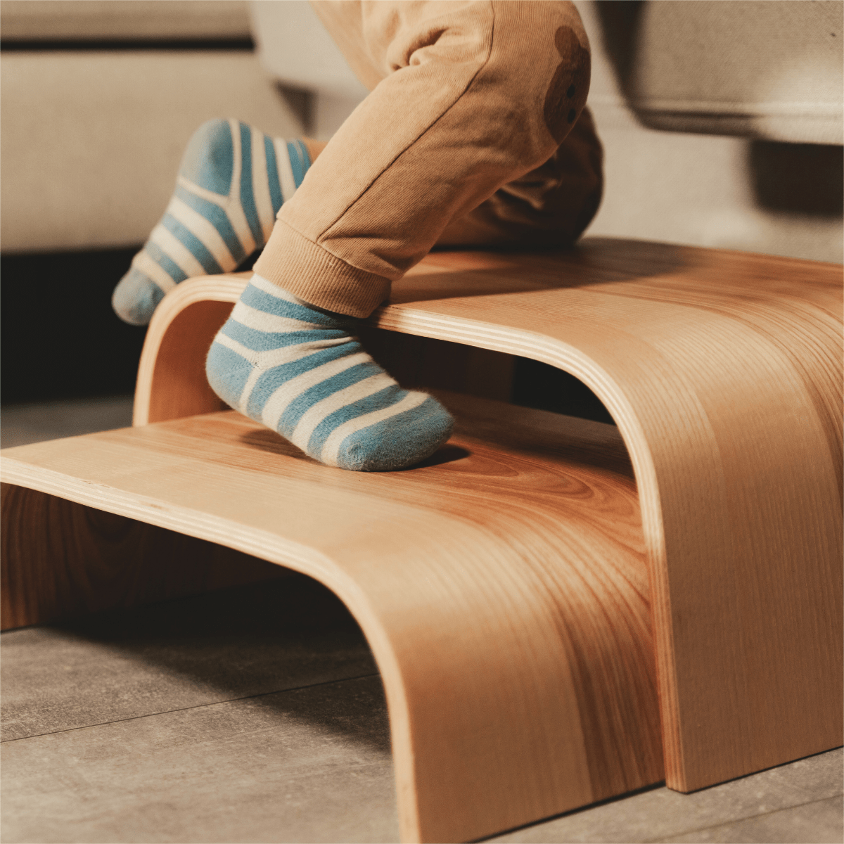 Adjustable Wooden Step Stools - Set of 2 - Kindeco