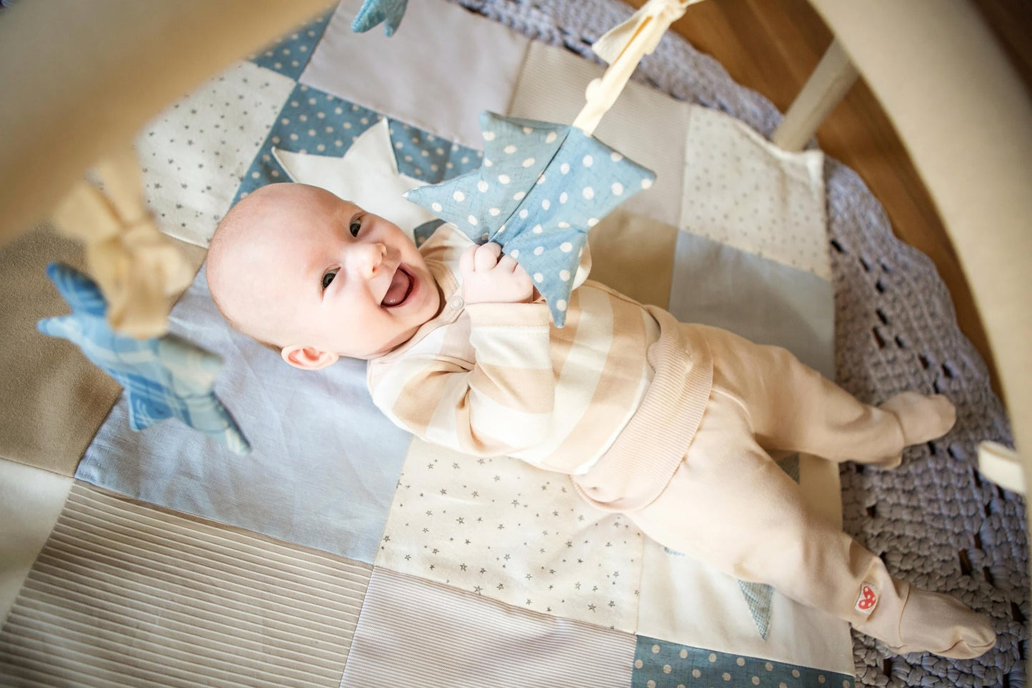 Baby Activity Mat with Arches & Toys - Blue (80x80cm) - Kindeco