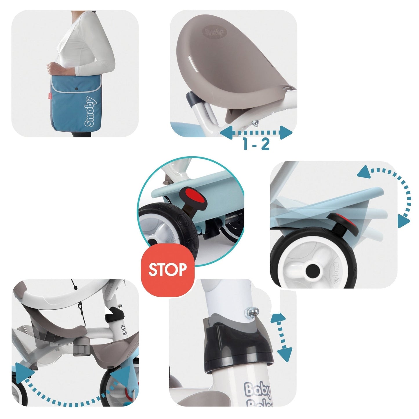 Baby Balade Plus 3 - in - 1 Tricycle - Blue - Kindeco