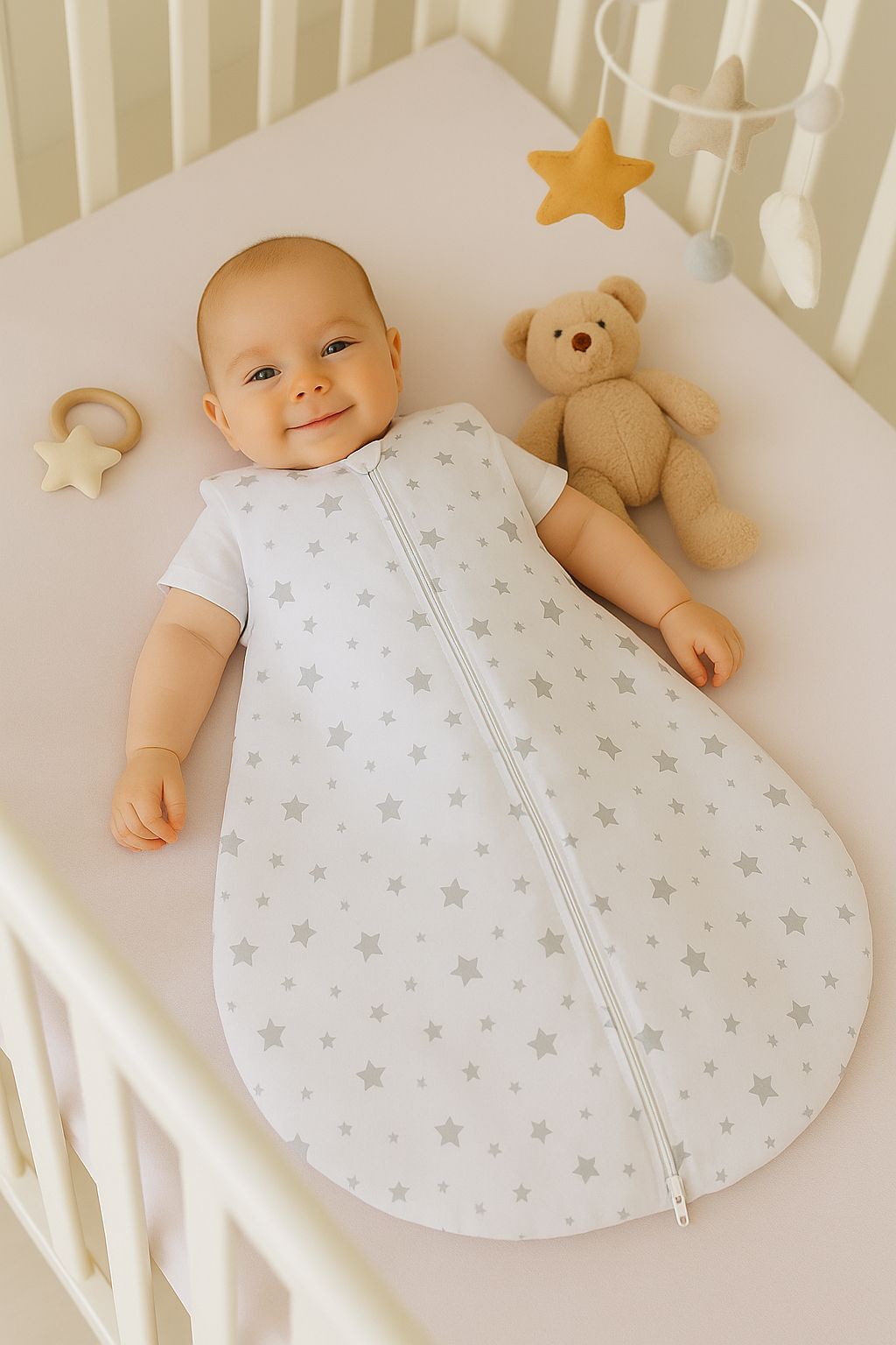 Baby Sleeping Bag – Mini Stars Grey - Kindeco