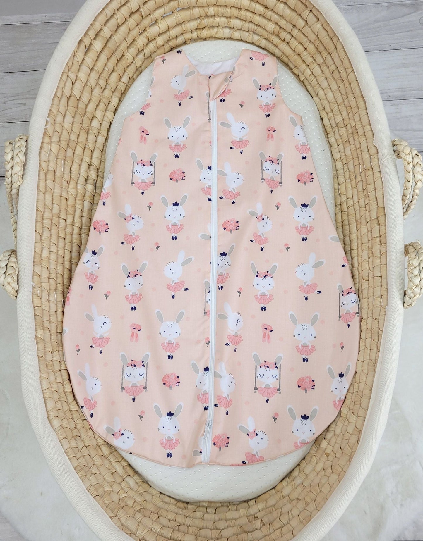 Baby Sleeping Bag S – Ballerina Bunnies Pink - Kindeco