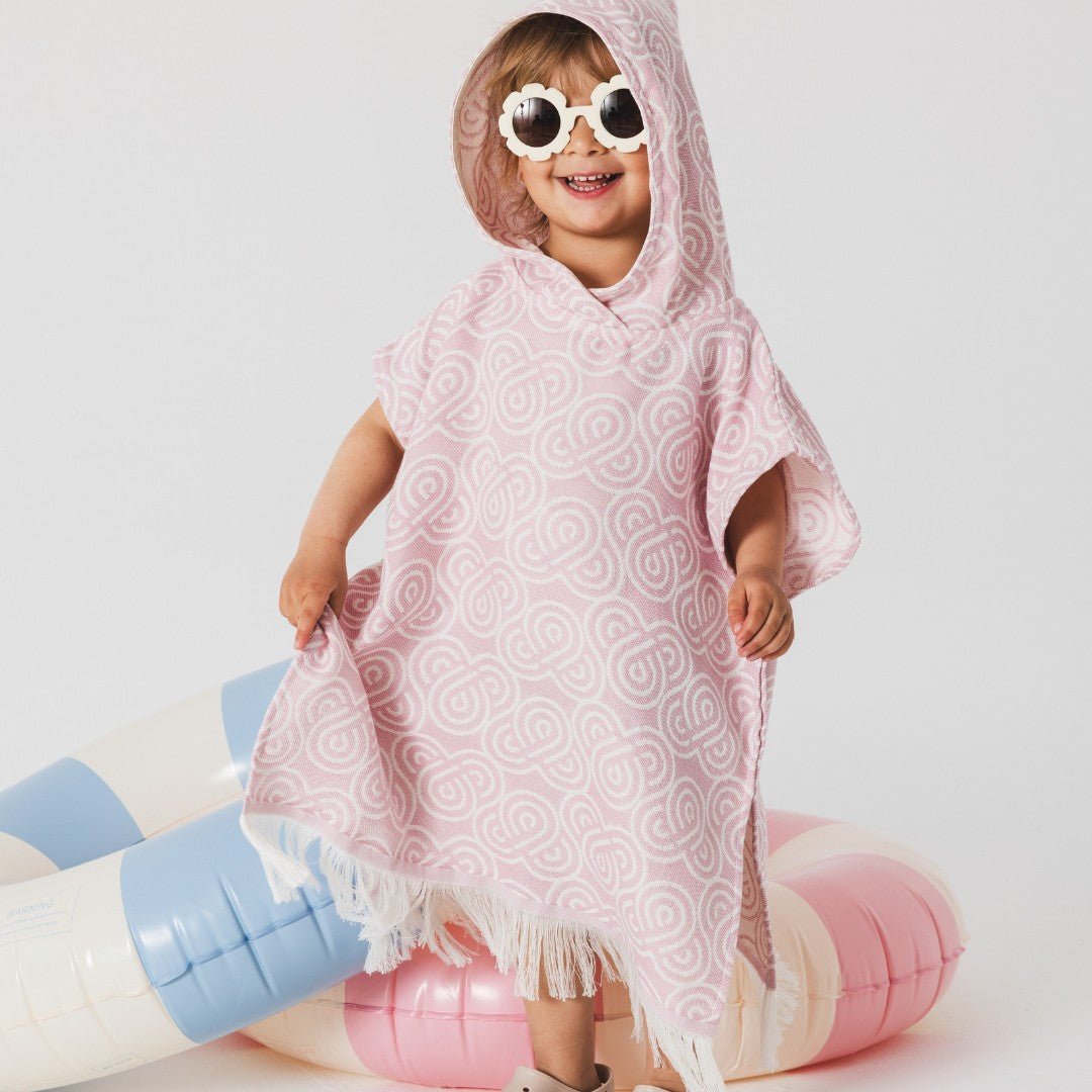 Bamboo Kids Bath Poncho - Rose (XS/S) - Kindeco