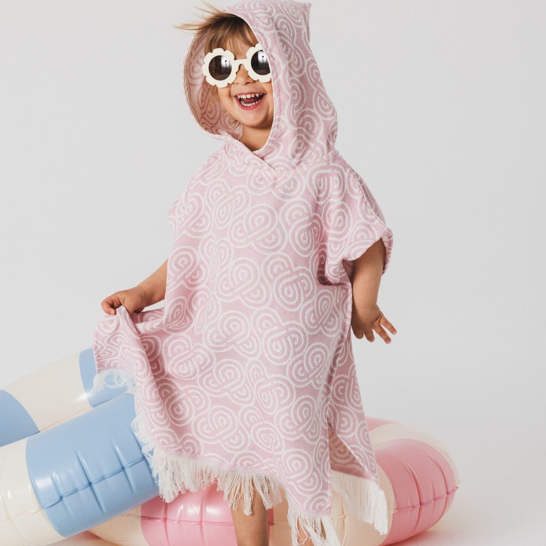 Bamboo Kids Bath Poncho - Rose (XS/S) - Kindeco