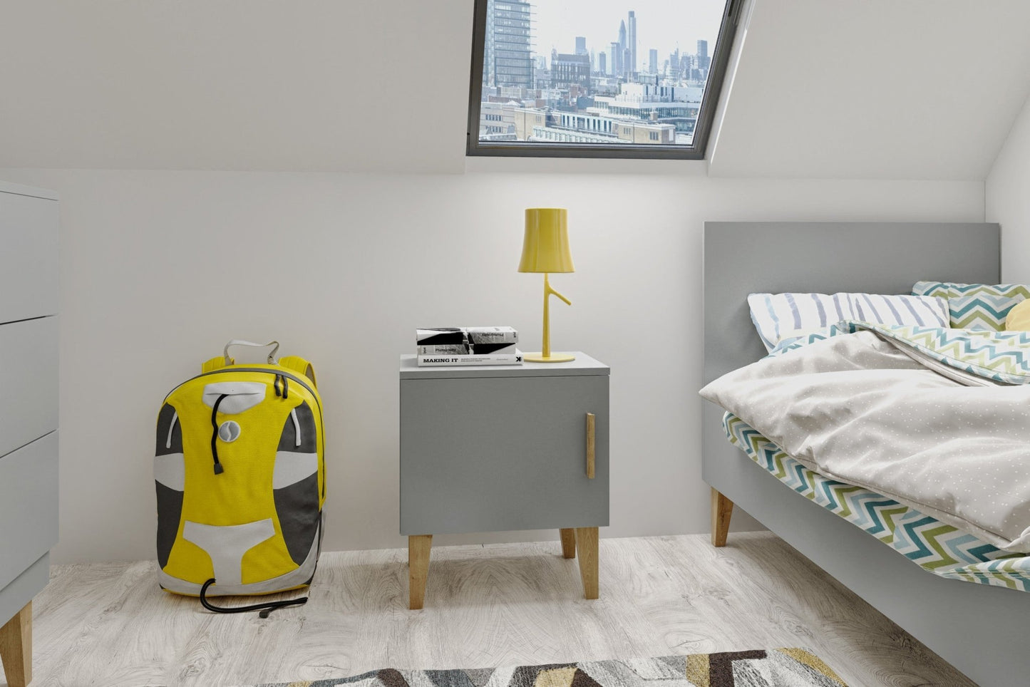 Bedside Table Kubi - Grey - Kindeco