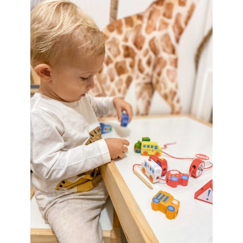Car Shaped Wooden Threading Blocks - Kindeco