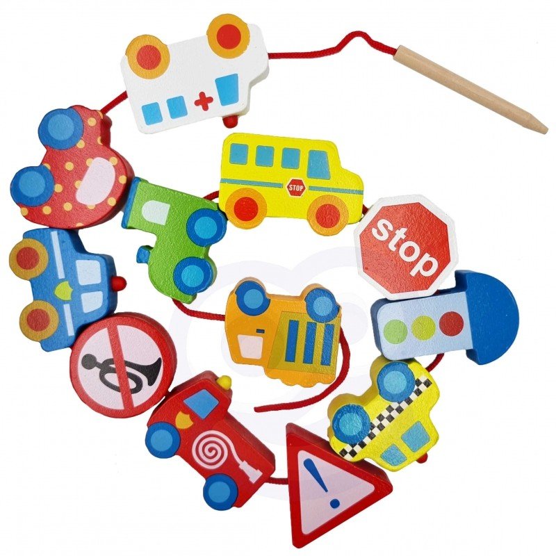 Car Shaped Wooden Threading Blocks - Kindeco