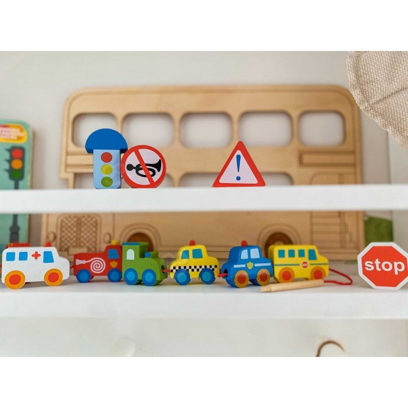 Car Shaped Wooden Threading Blocks - Kindeco