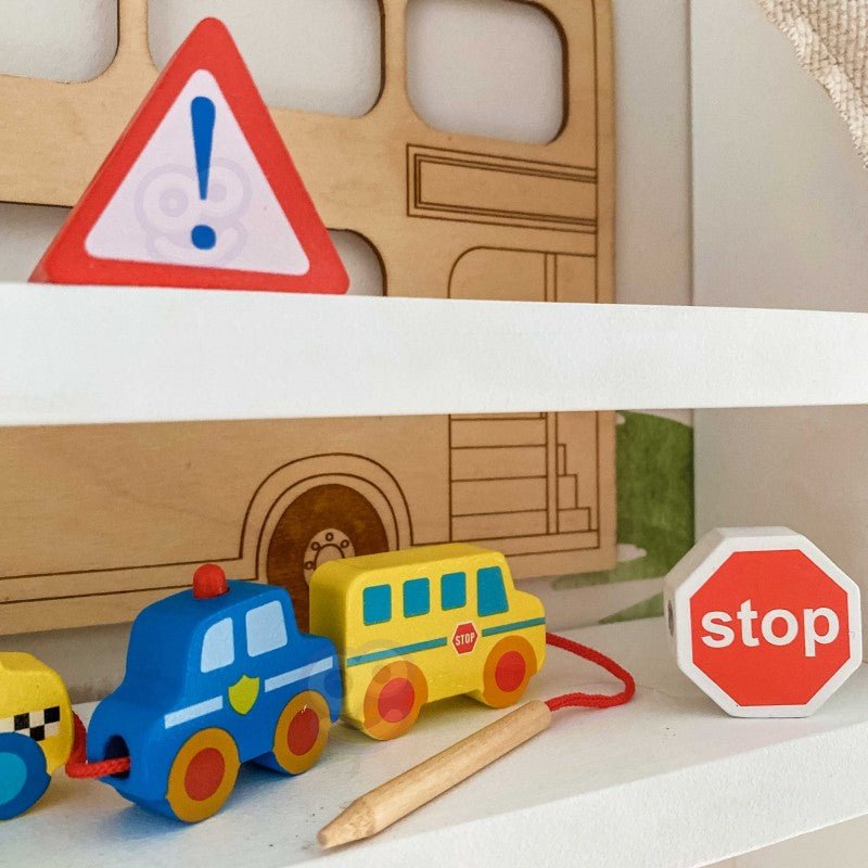 Car Shaped Wooden Threading Blocks - Kindeco