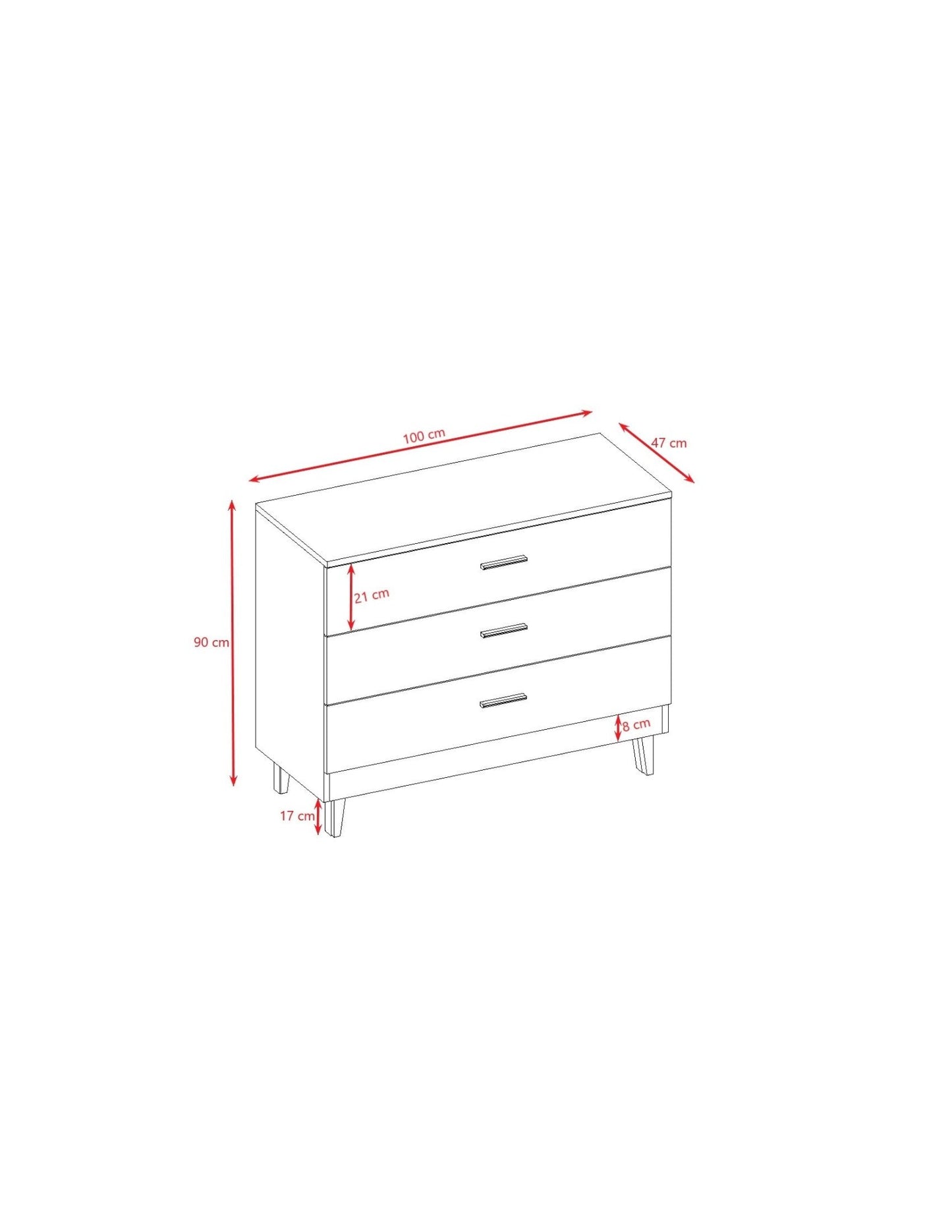 Chest of Drawers Kubi - Grey - Kindeco