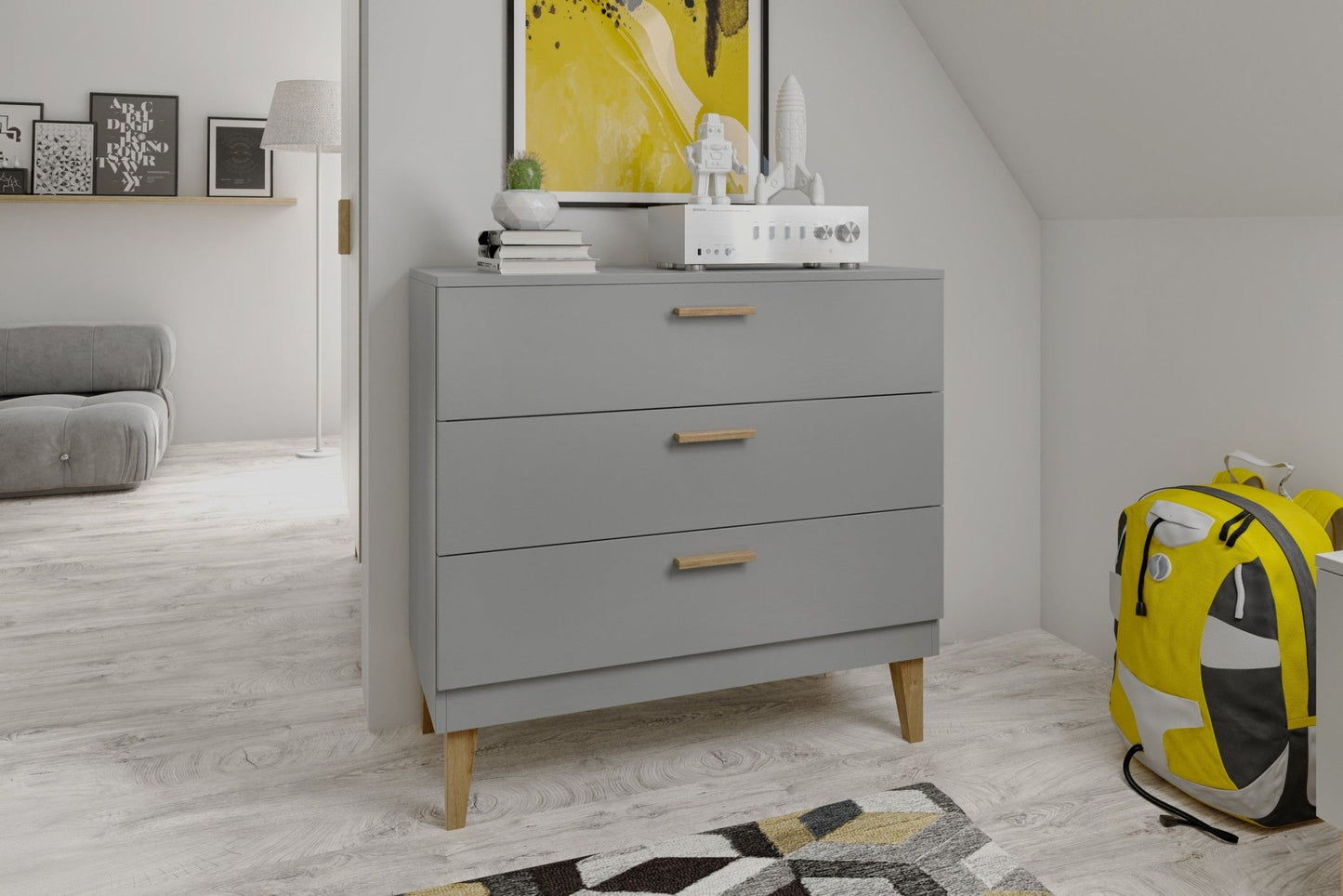 Chest of Drawers Kubi - Grey - Kindeco