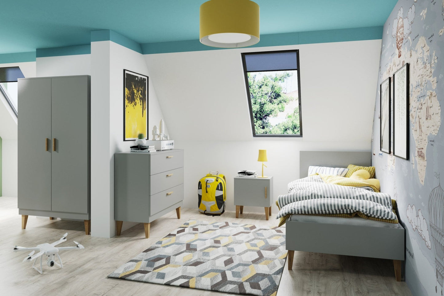 Children's Bed Kubi - Grey - Kindeco
