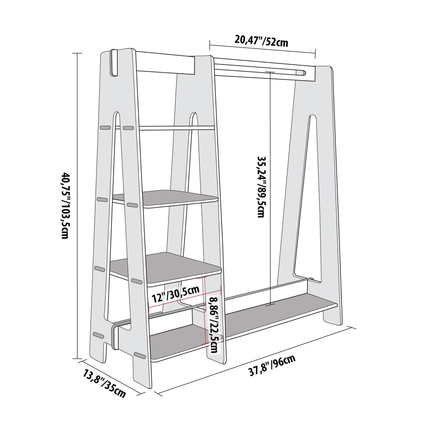 Clothing Rack with Shelves for Toddlers - Kindeco