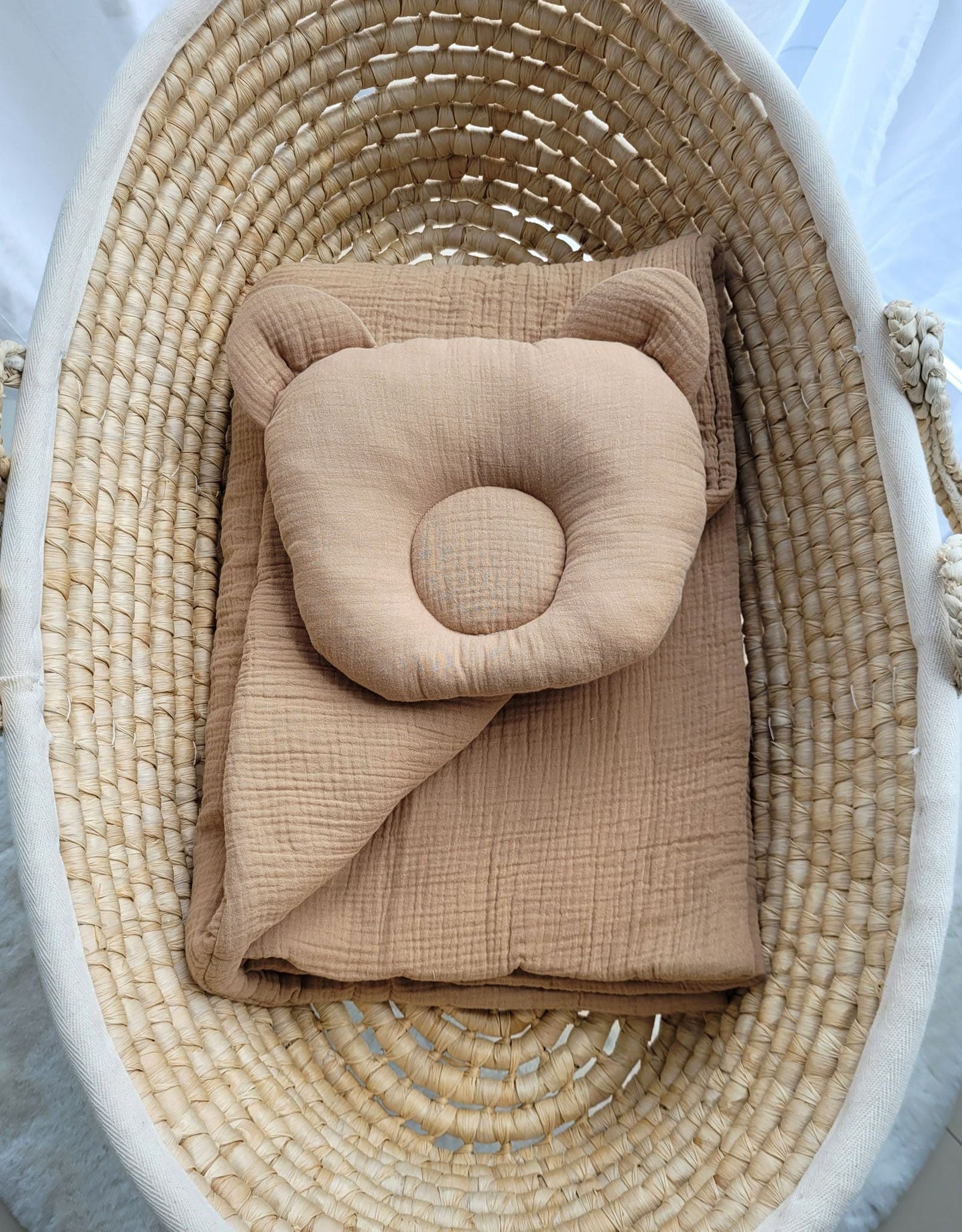 Duvet with Pillow Teddy Muslin - 2pcs Set - Camel - Kindeco