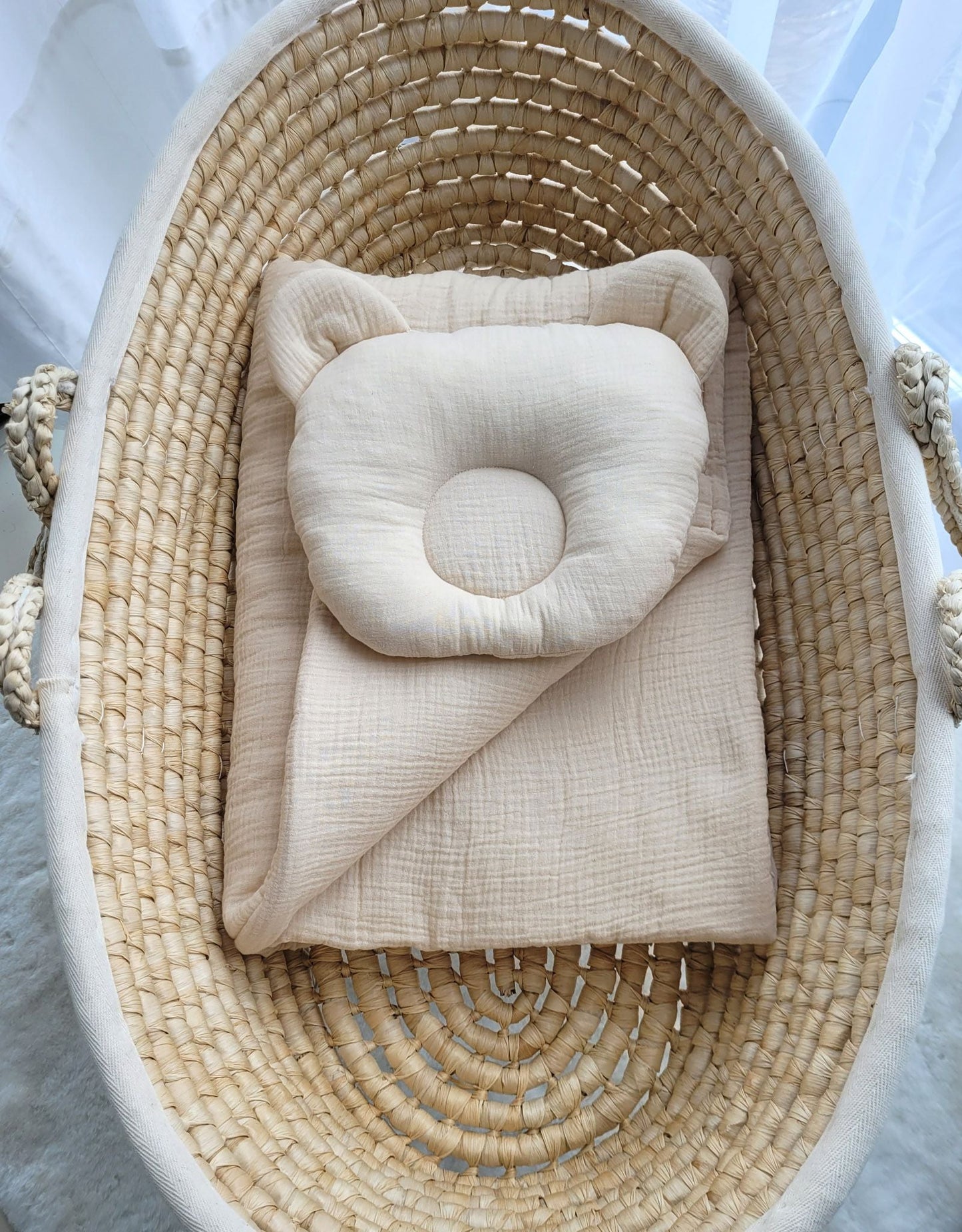 Duvet with Pillow Teddy Muslin - 2pcs Set - Cream - Kindeco