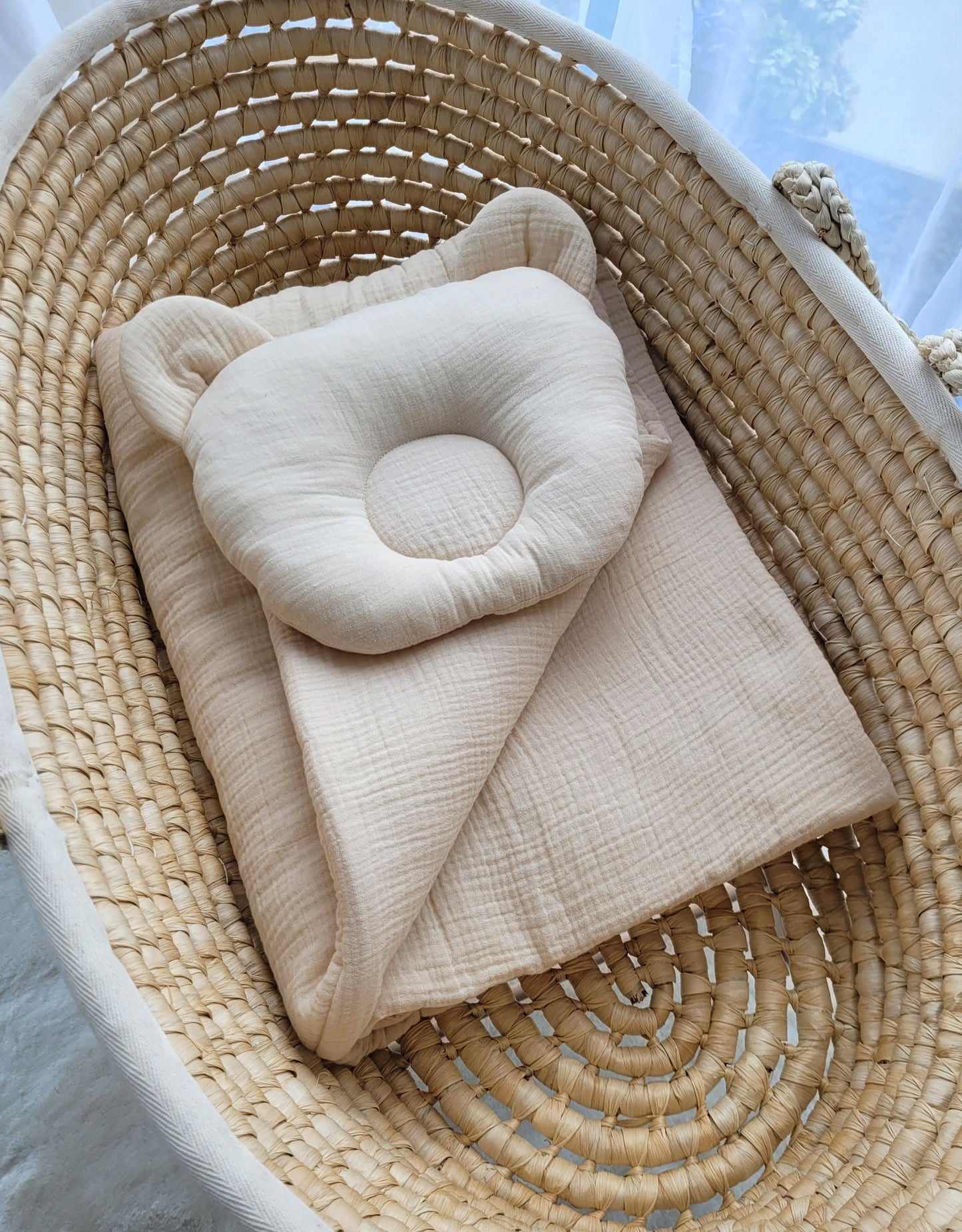 Duvet with Pillow Teddy Muslin - 2pcs Set - Cream - Kindeco