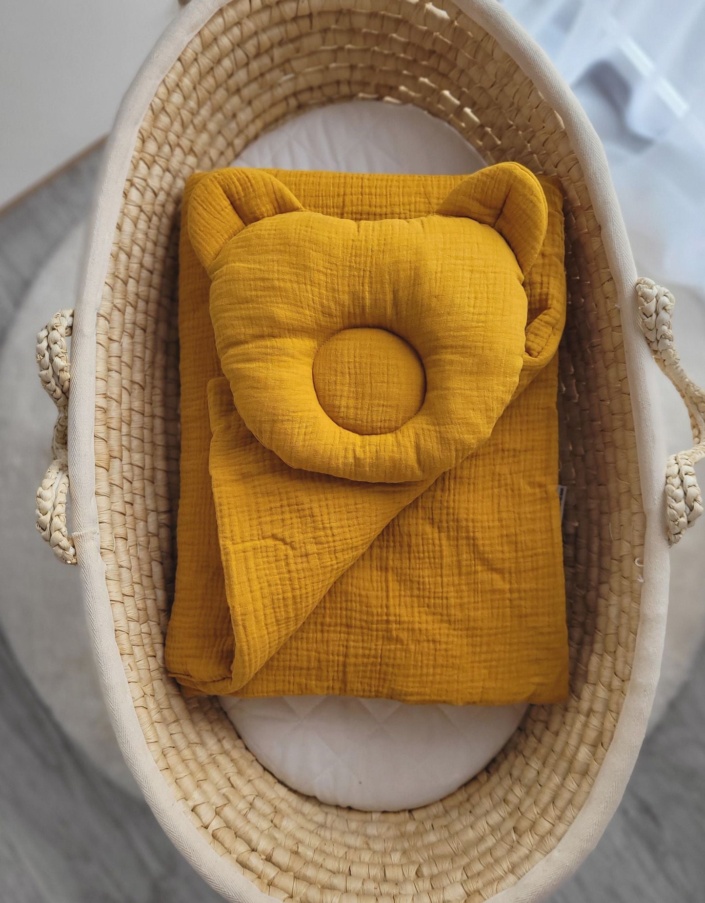 Duvet with Pillow Teddy Muslin - 2pcs Set - Honey Yellow - Kindeco