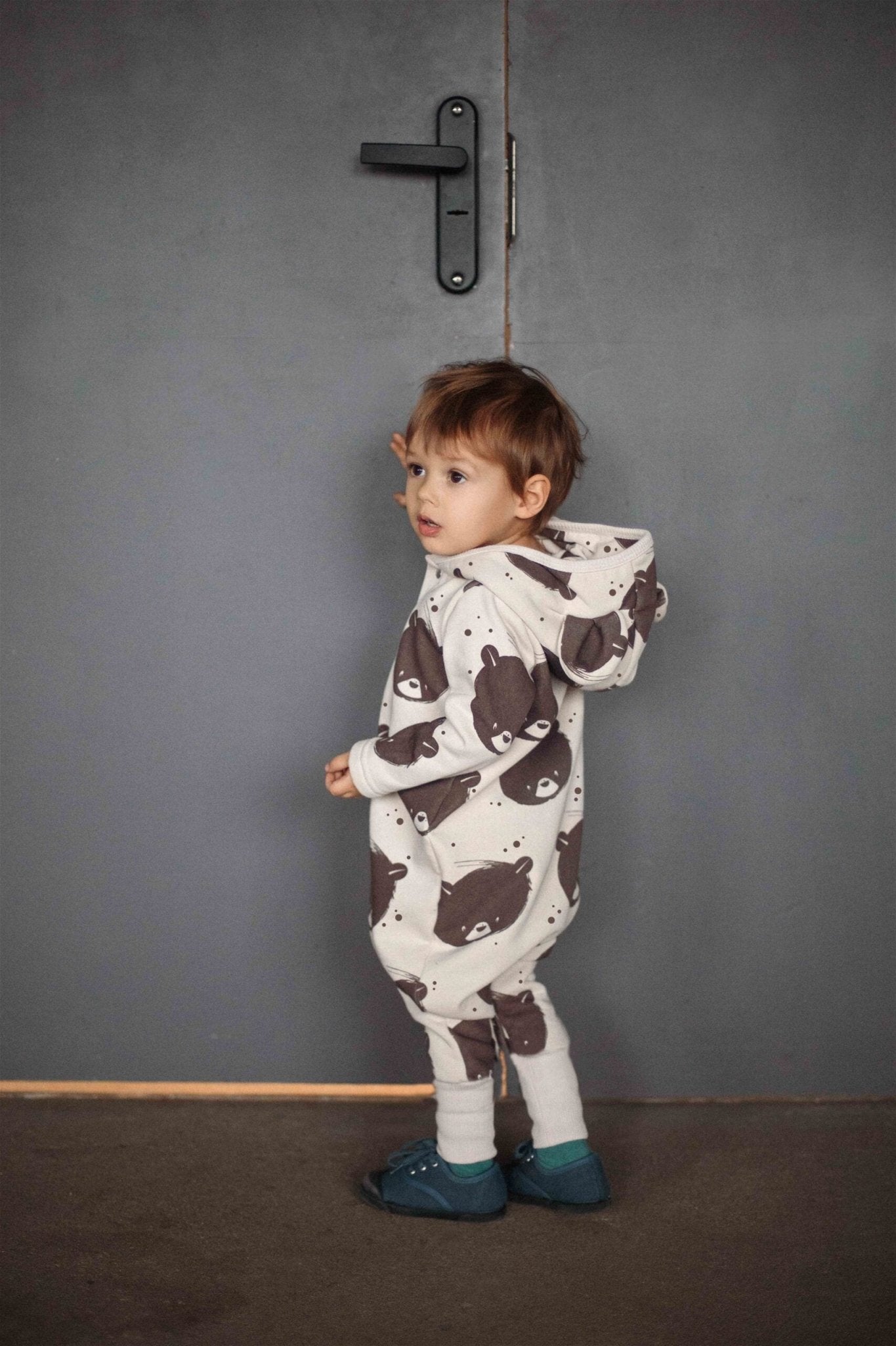 Eared Jumpsuit for Babies and Kids - Beige Bear - Kindeco