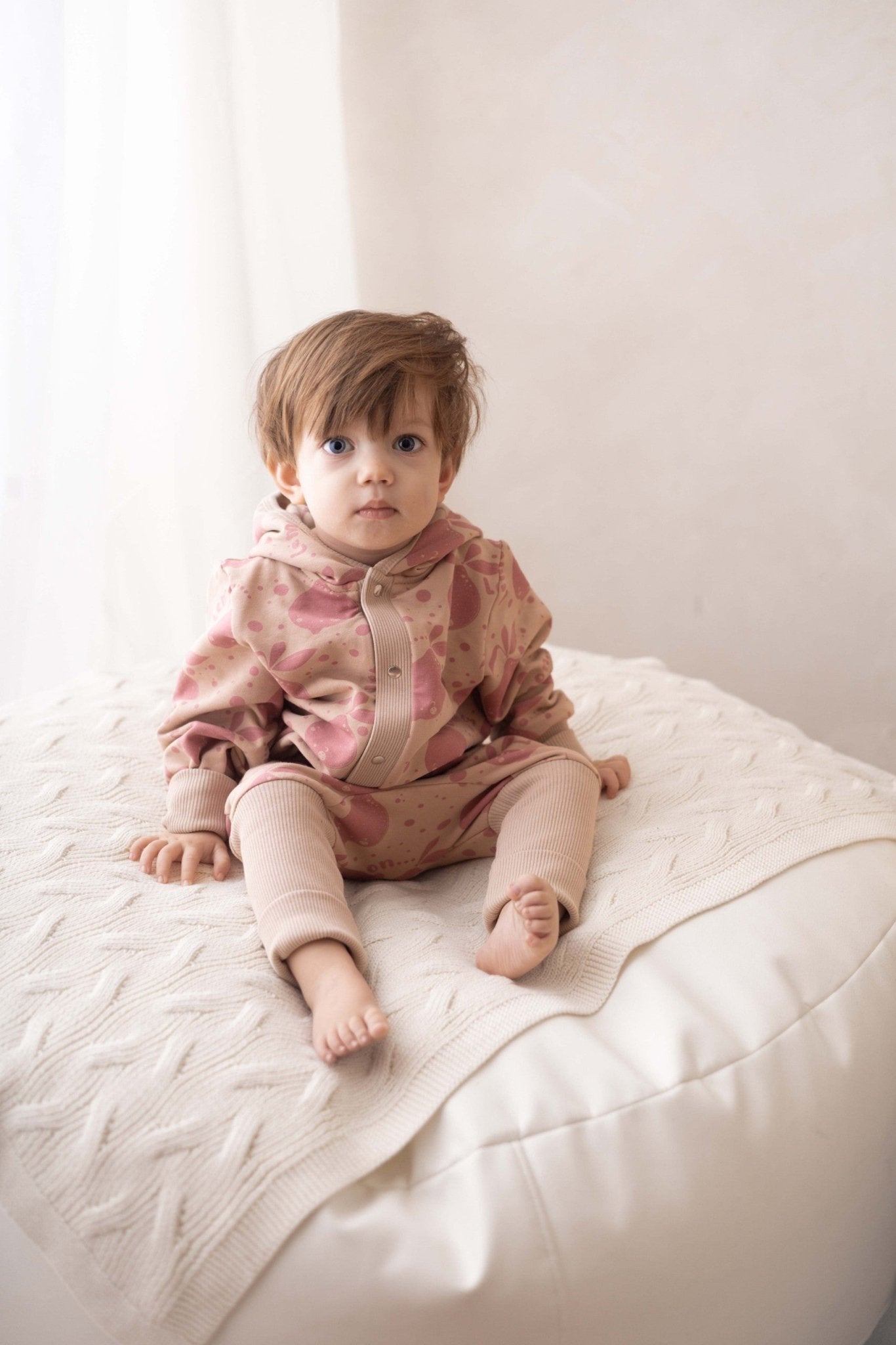 Eared Jumpsuit for Babies and Kids - Beige Lemons - Kindeco
