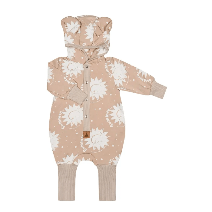 Eared Jumpsuit for Babies and Kids - Beige Suns - Kindeco