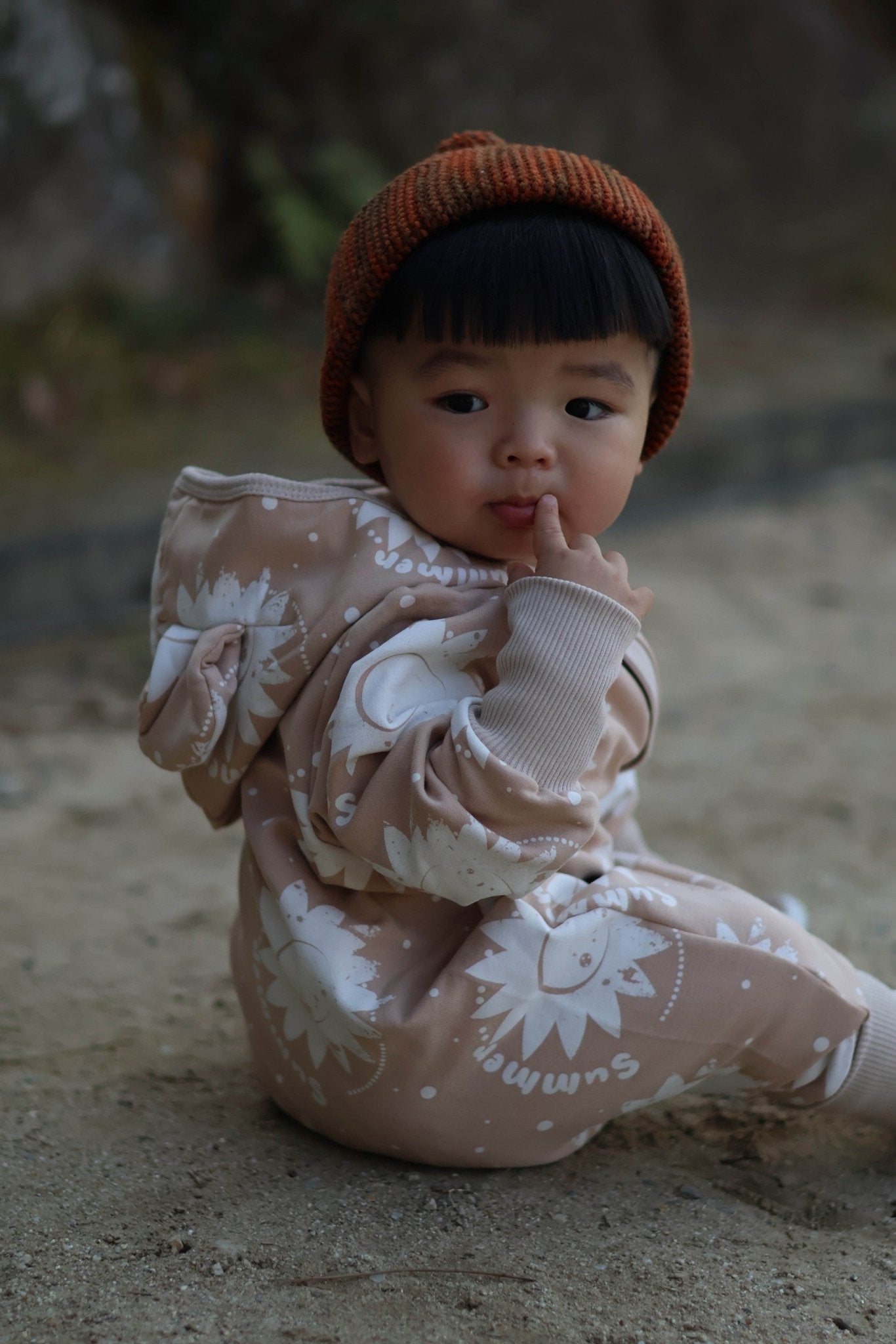 Eared Jumpsuit for Babies and Kids - Beige Suns - Kindeco