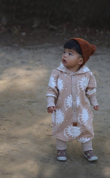 Eared Jumpsuit for Babies and Kids - Beige Suns - Kindeco