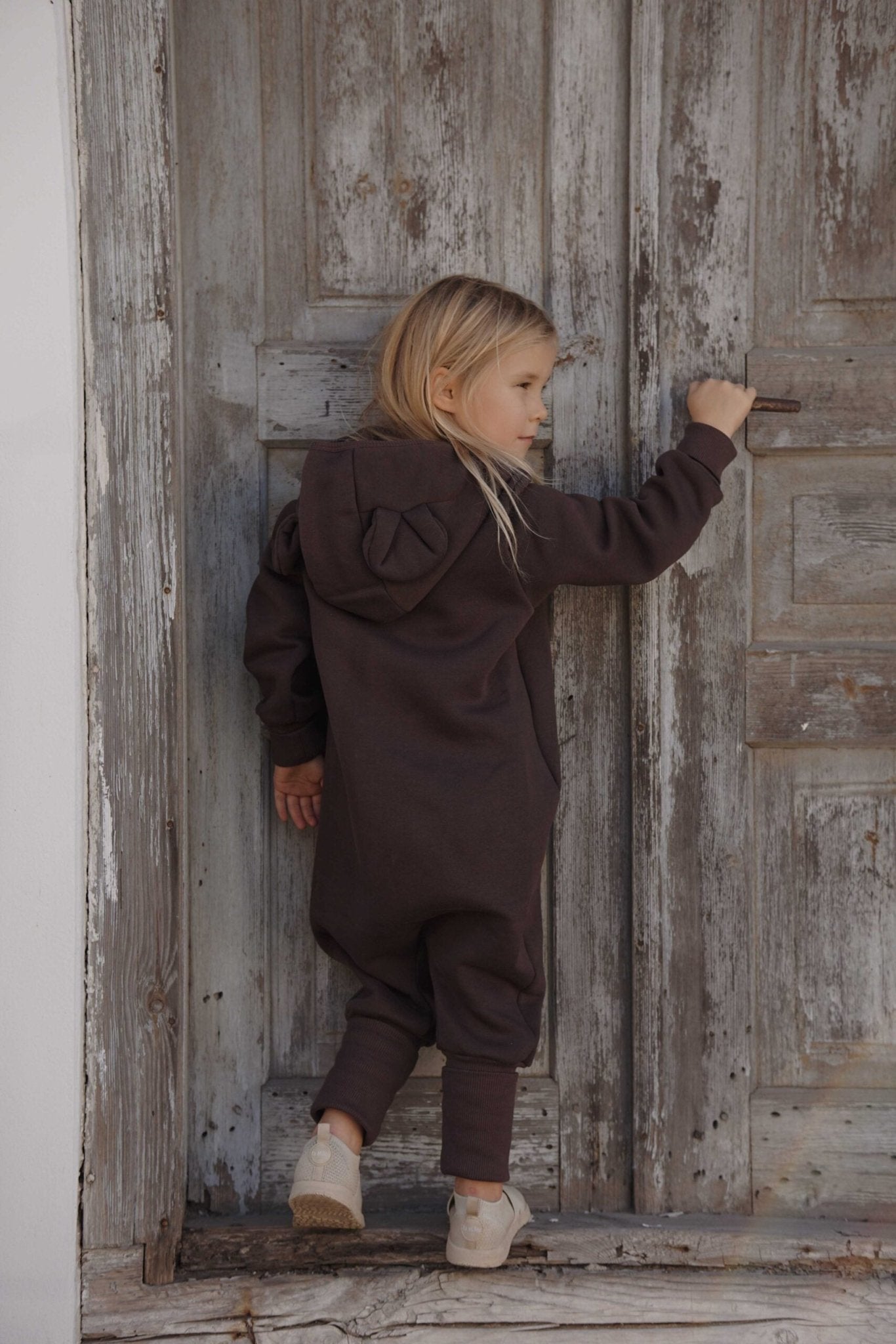 Eared Jumpsuit for Babies and Kids - Chocolate - Kindeco