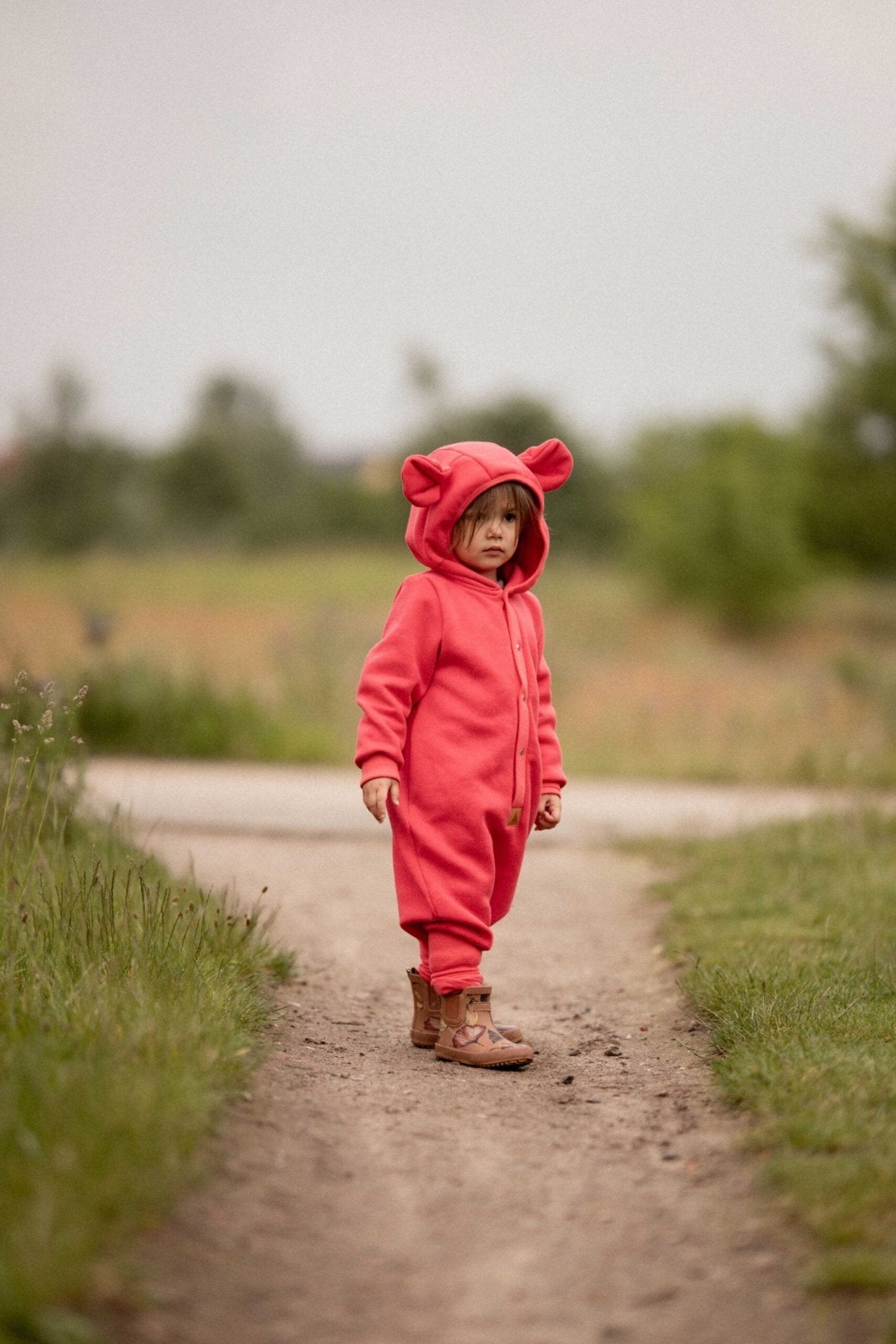 Eared Jumpsuit for Babies and Kids - Coral - Kindeco
