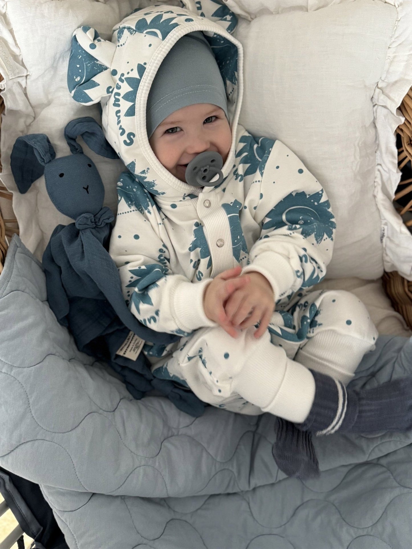 Eared Jumpsuit for Babies and Kids - Ecru Suns - Kindeco