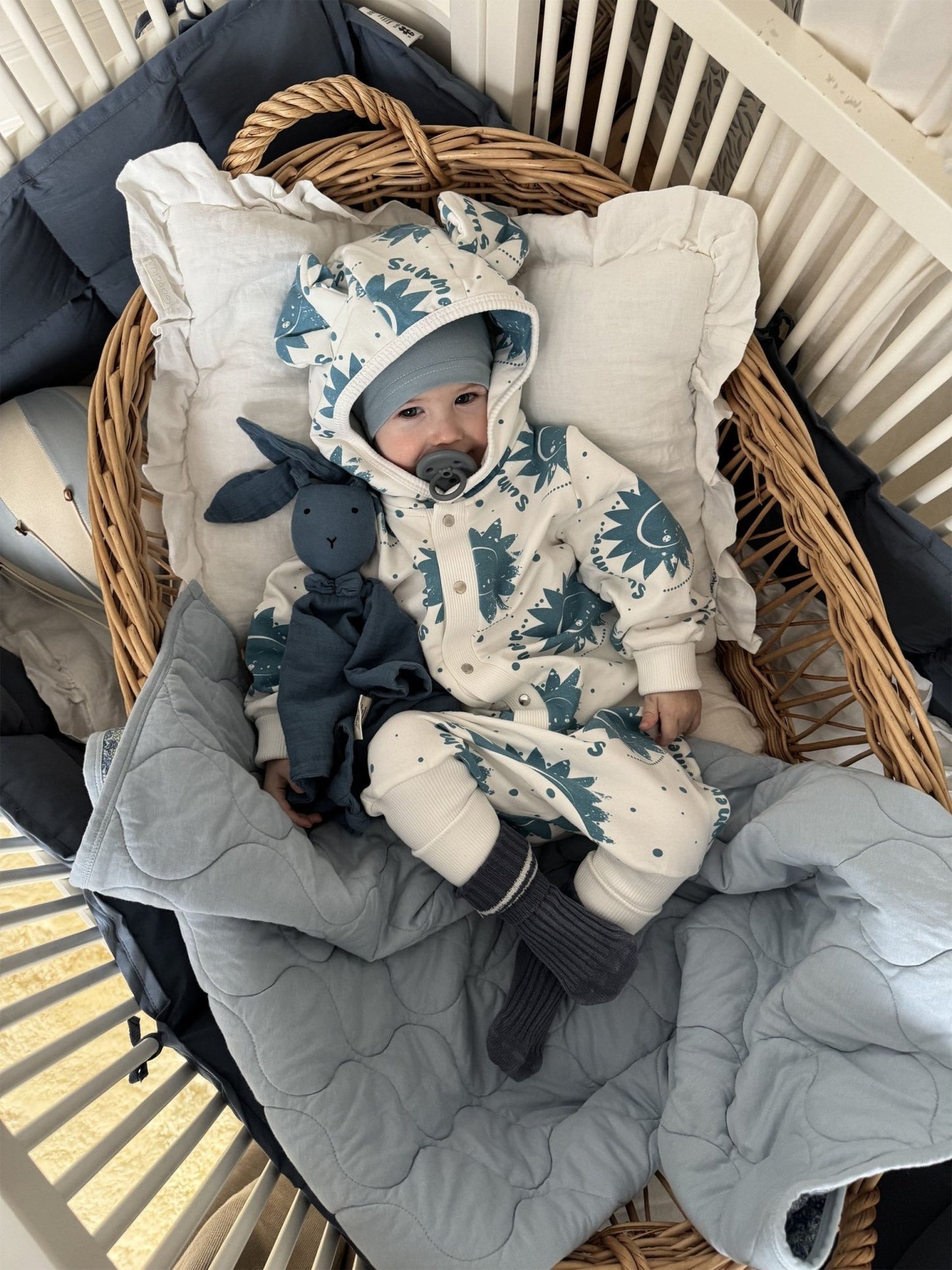 Eared Jumpsuit for Babies and Kids - Ecru Suns - Kindeco