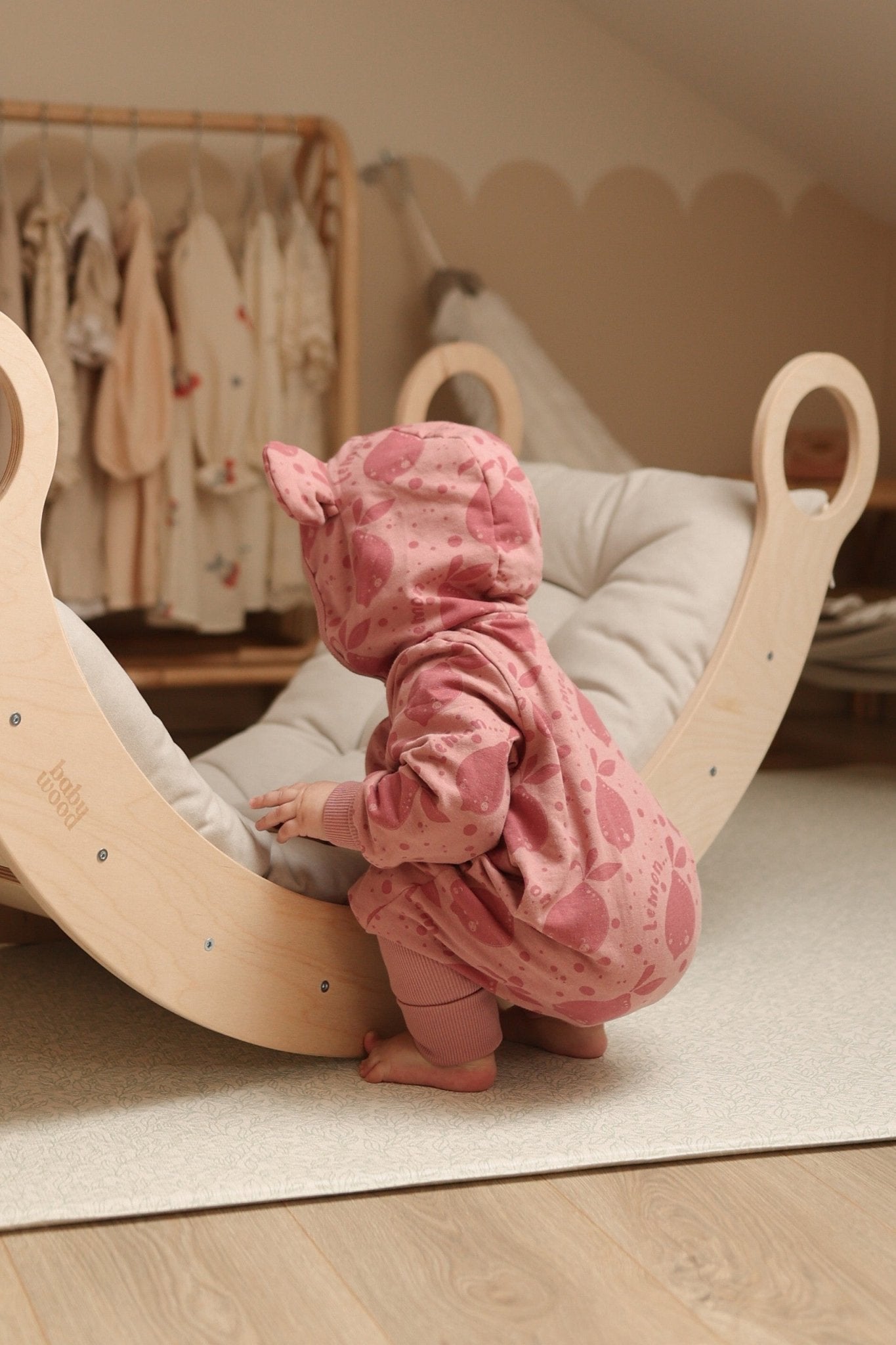 Eared Jumpsuit for Babies and Kids - Pink Lemons - Kindeco