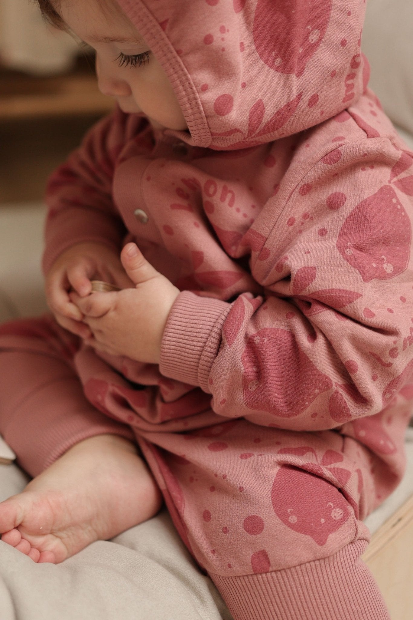 Eared Jumpsuit for Babies and Kids - Pink Lemons - Kindeco