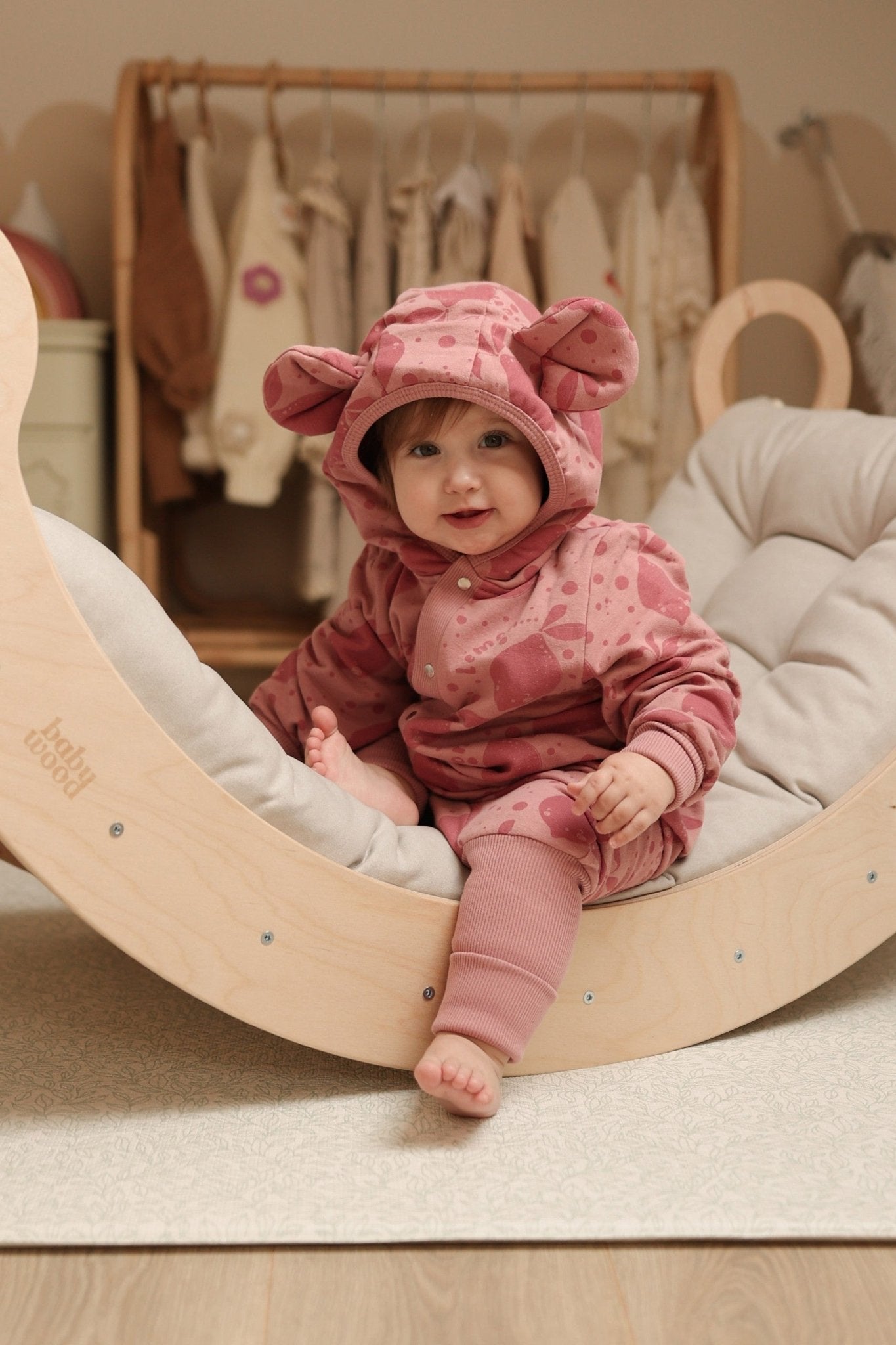 Eared Jumpsuit for Babies and Kids - Pink Lemons - Kindeco
