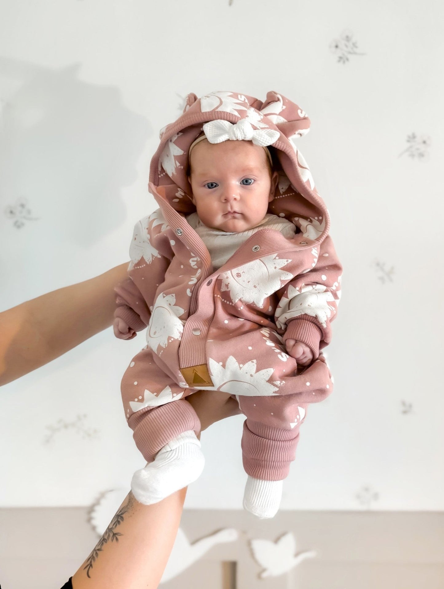 Eared Jumpsuit for Babies and Kids - Pink Suns - Kindeco