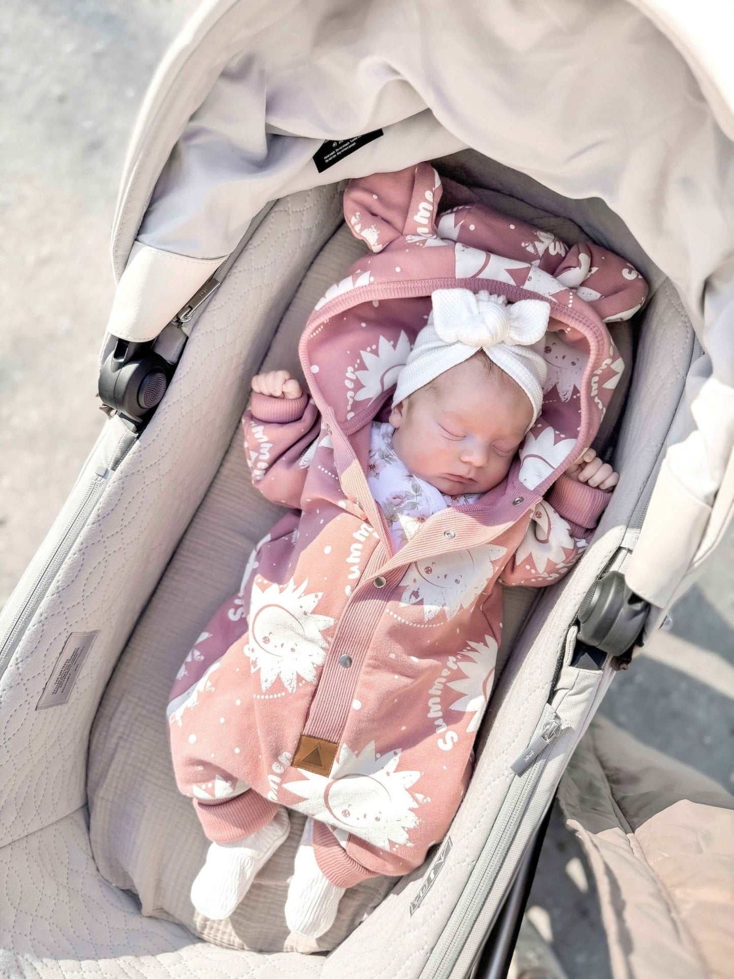 Eared Jumpsuit for Babies and Kids - Pink Suns - Kindeco