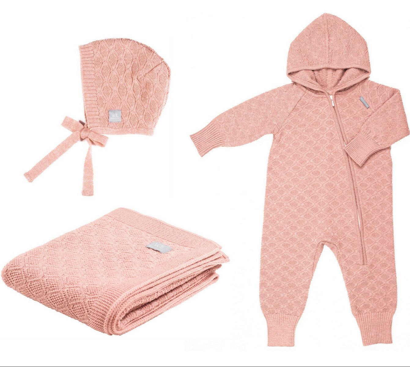 Gift Set - Blanket, Romper & Bonnet (HAPPINESS Collection) - Kindeco