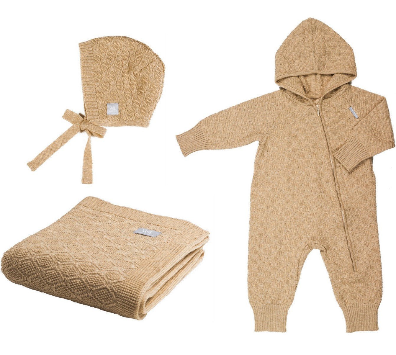 Gift Set - Blanket, Romper & Bonnet (HAPPINESS Collection) - Kindeco