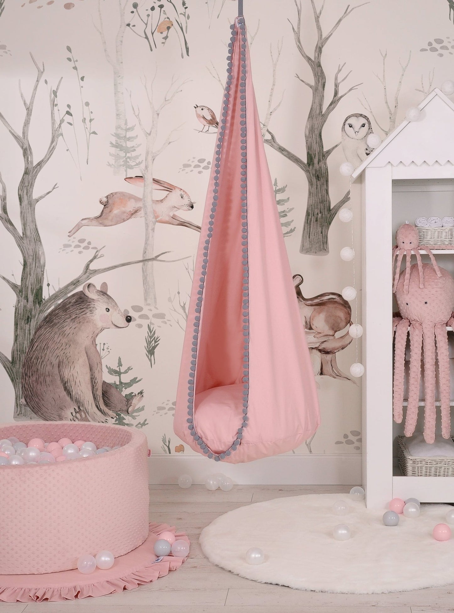 Hanging Cocoon Swing Chair - Pastel Pink - Kindeco