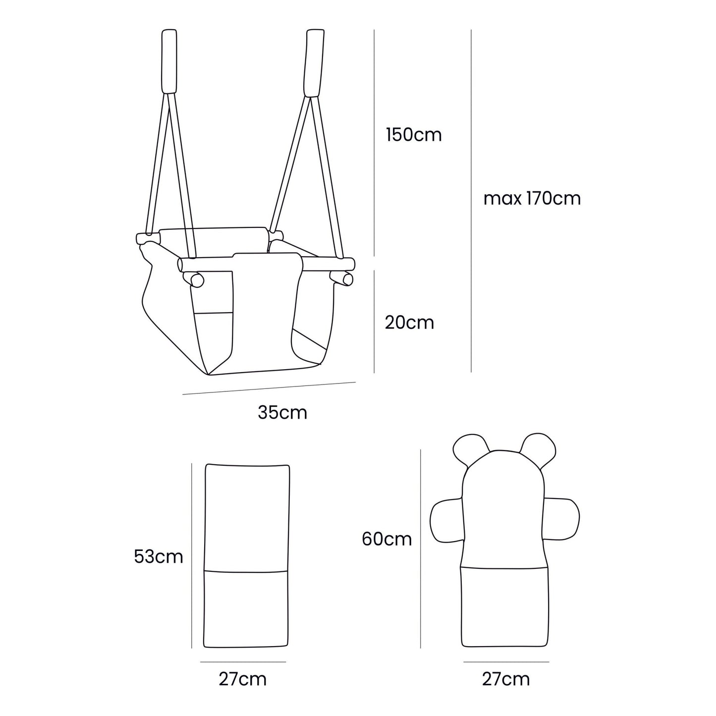 Indoor Baby Swing, Teddy - Ecru - Kindeco