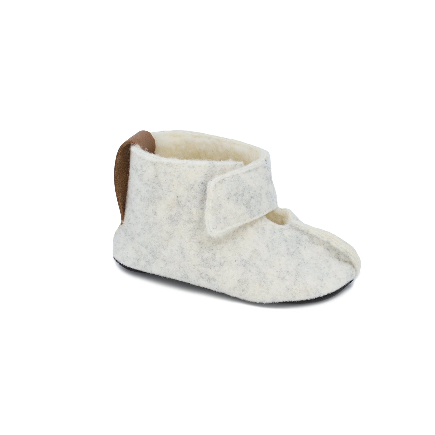 KAKU Kids' Slippers with Sheep's Wool & Felt - White - Kindeco
