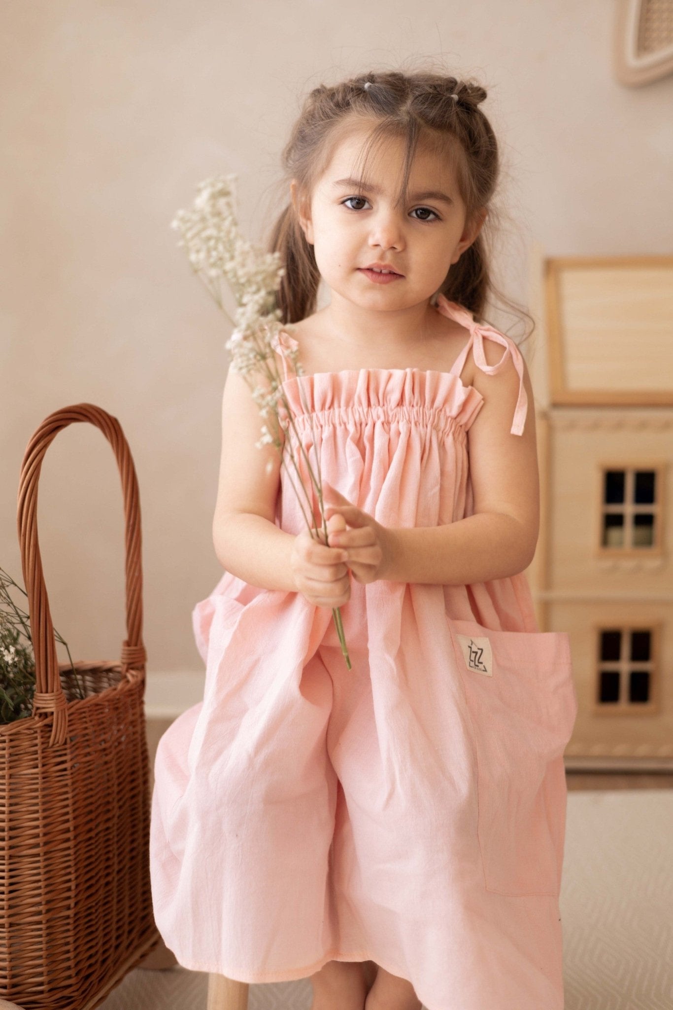 Kids Dress Milka – Peach - Kindeco