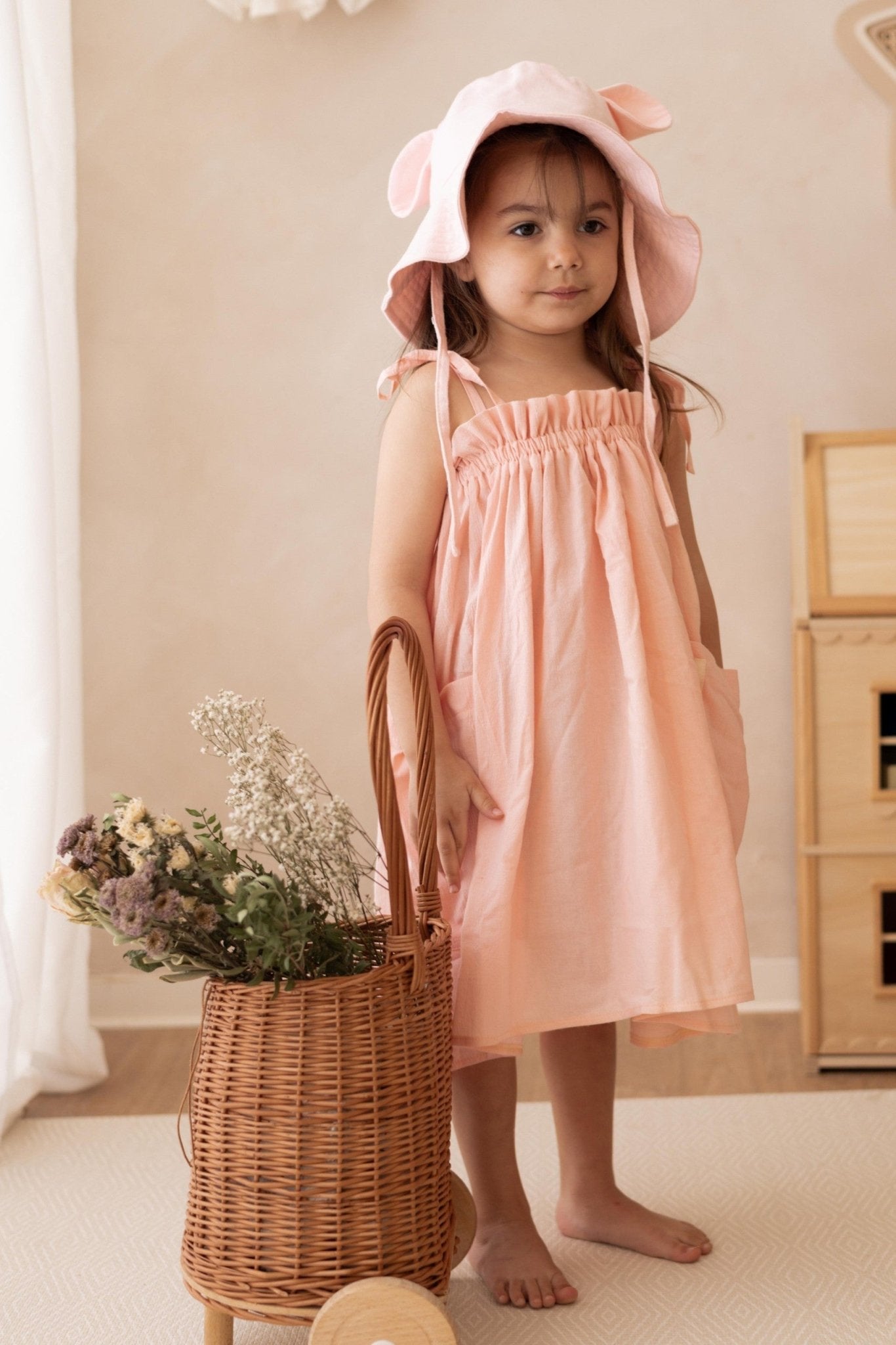 Kids Dress Milka – Peach - Kindeco