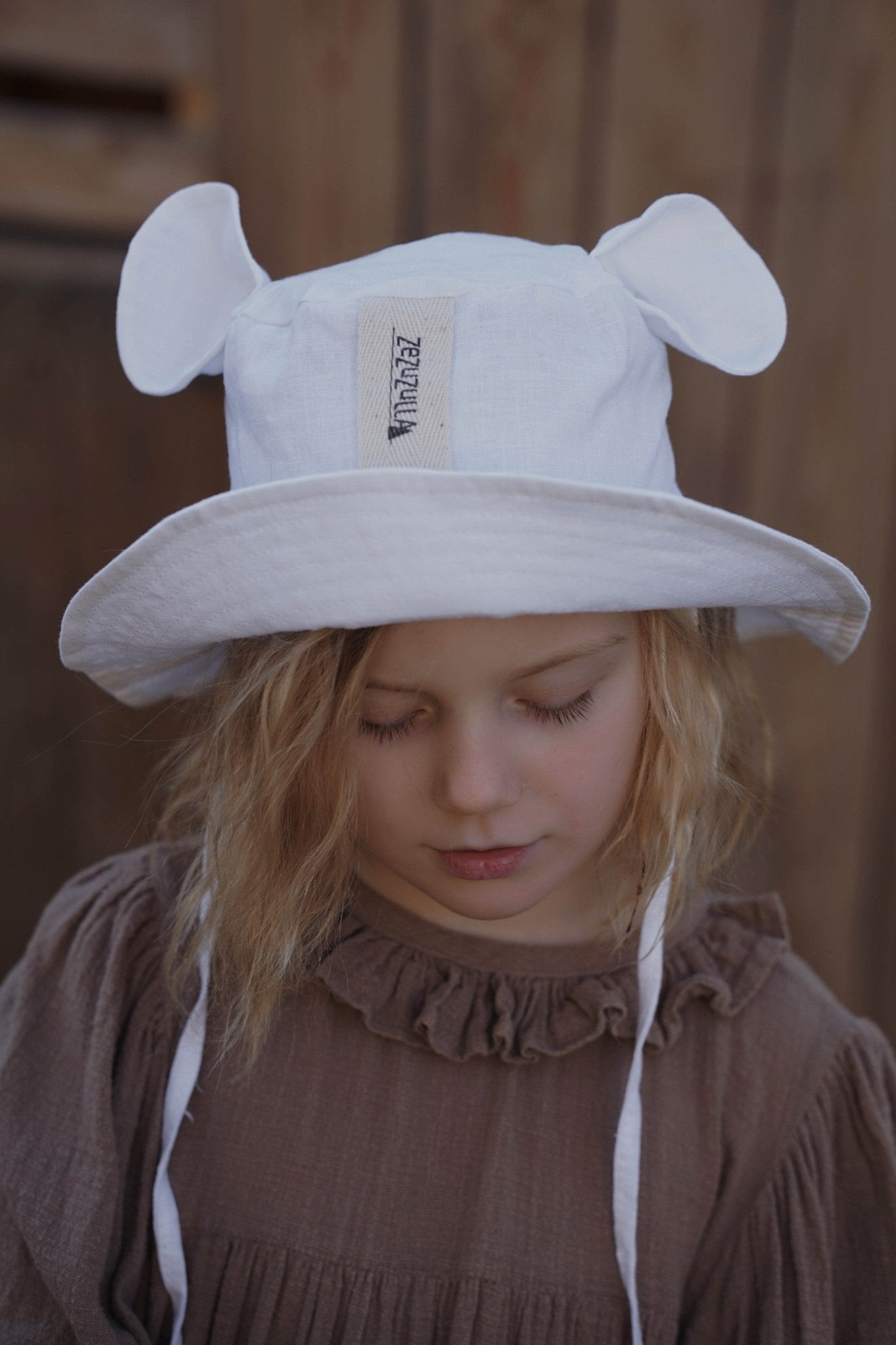 Kids Hat with Ears - White - Kindeco