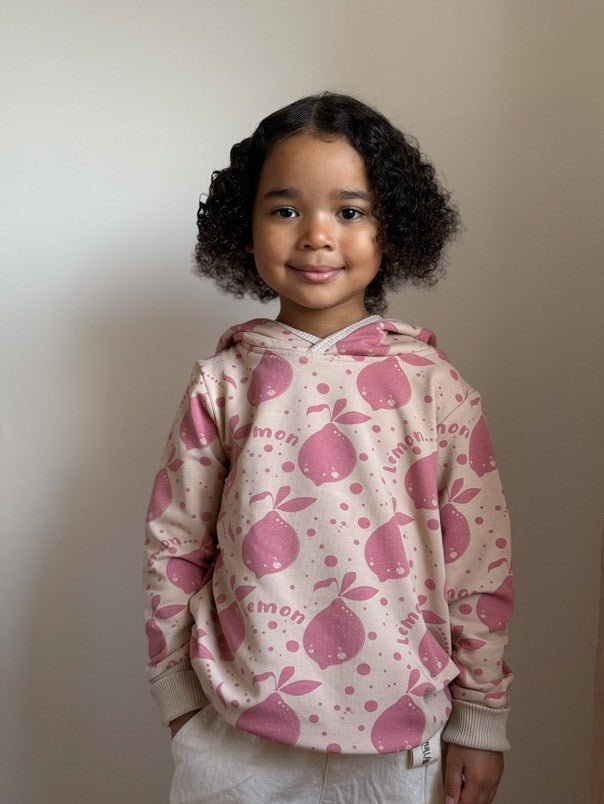 Kids Hoodie with Ears - Beige Lemons - Kindeco