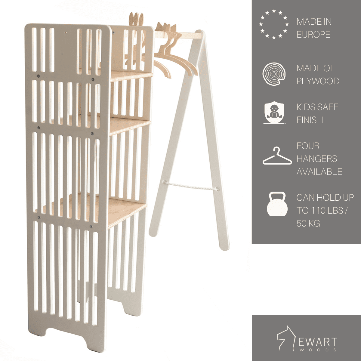 Kids Wooden Clothing Rack - Kindeco