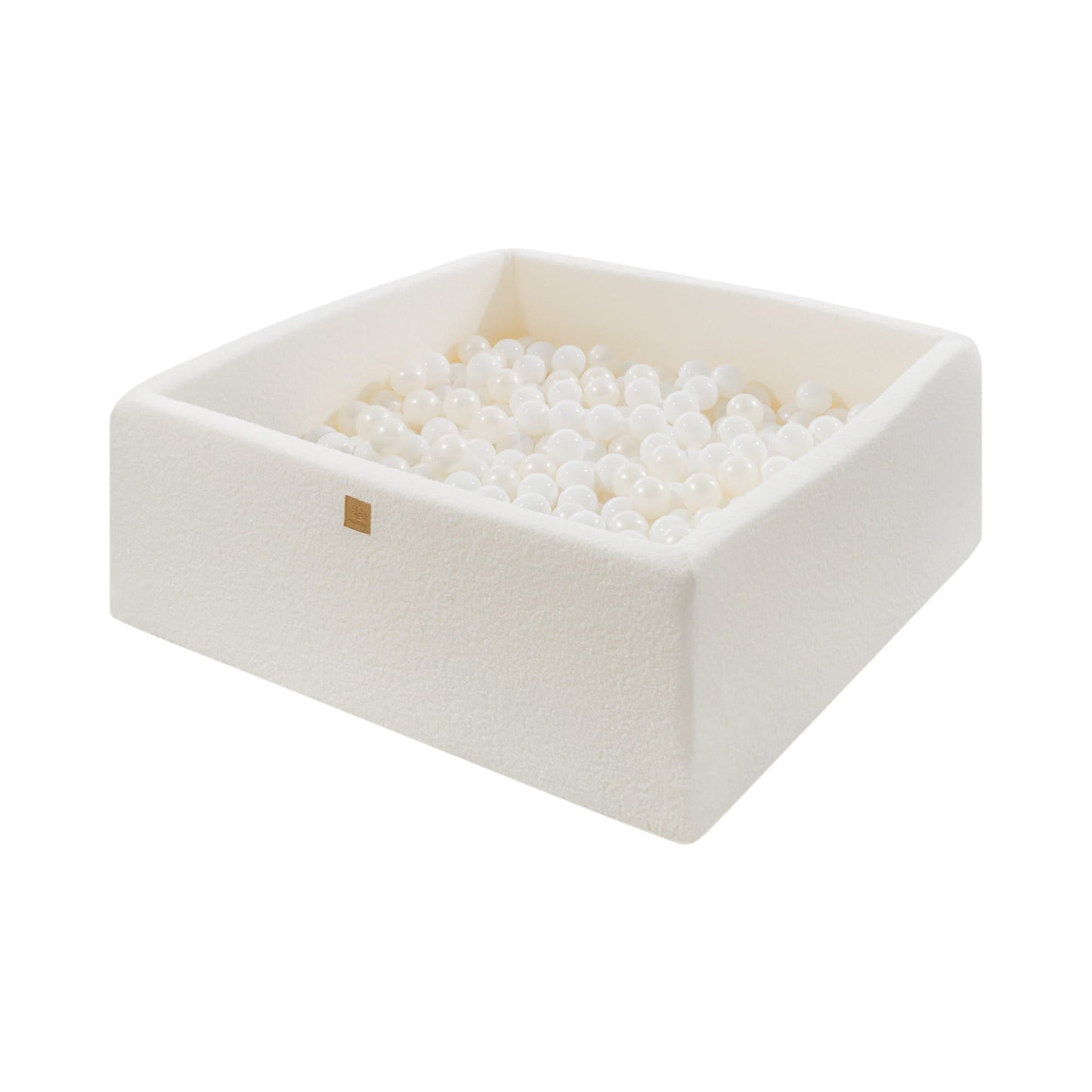 MeowBaby® Boucle White Square Balls Pit 110x110x40cm - 400 White Pearl Balls - Kindeco