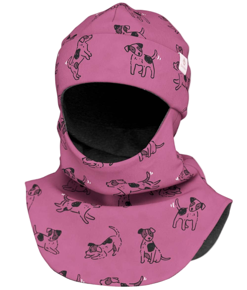 Merino Balaclava For Kids BREM - Pink Dogs
