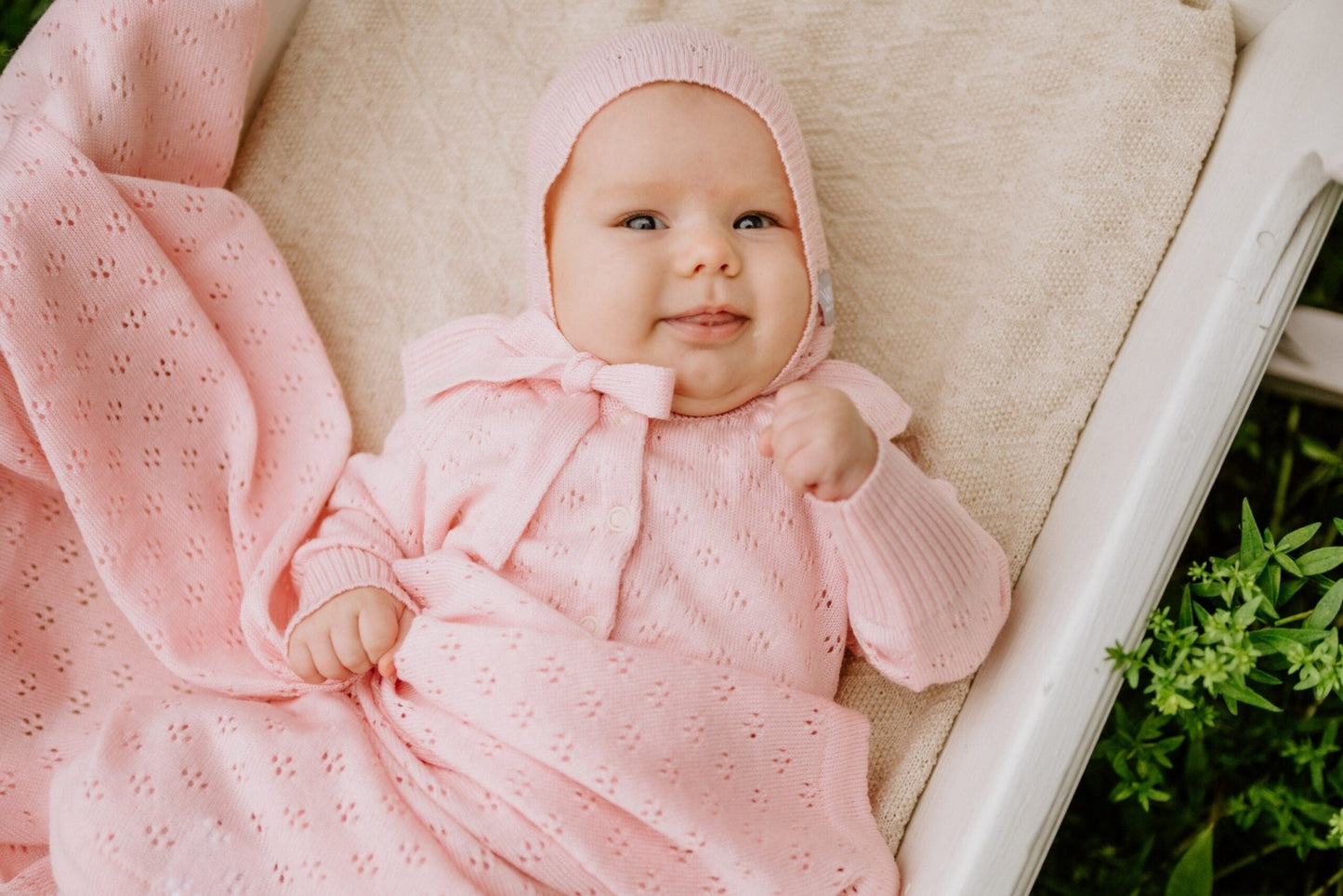 Merino Wool Baby Gift Set - Blanket & Bonnet (LOVE Collection) - Kindeco